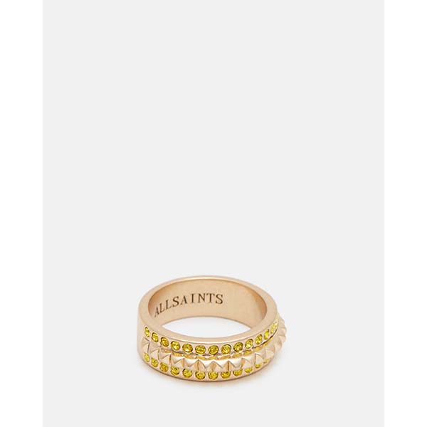 Allsaints Australia Womens Zaria Gold Tone Studded Rings Brass/Yellow AU50-984